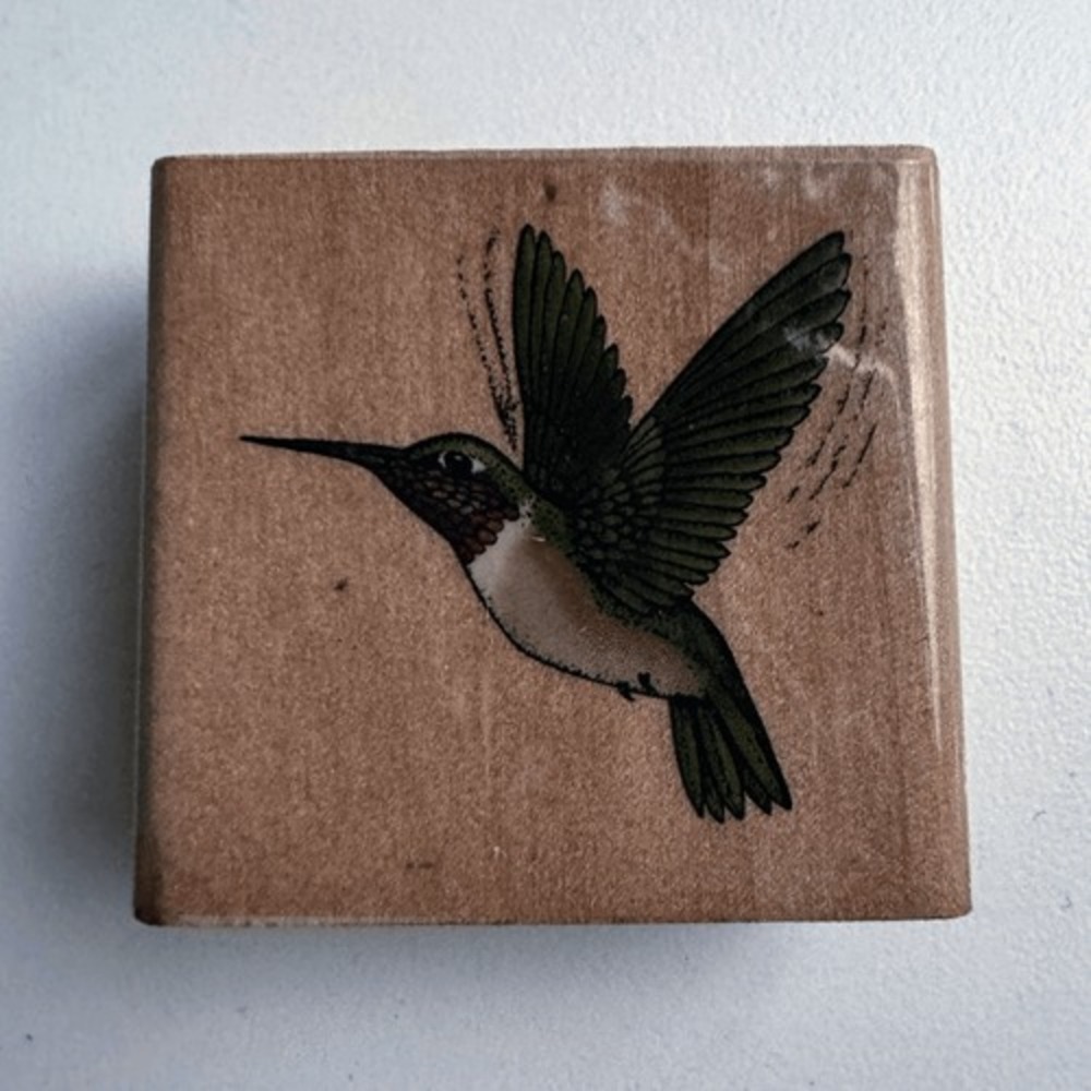 Vintage Rubber Stamp RUBY THROATED HUMMINGBIRD Rubber Stampede New‎ 1.75" Square